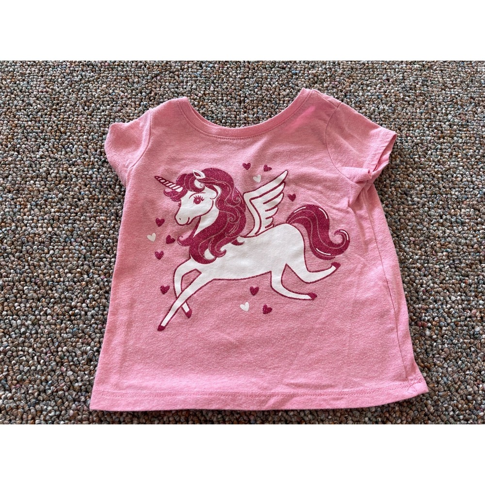 The Children s Place Girls Pink Glitter Unicorn Top 2T - Picture 1 of 3